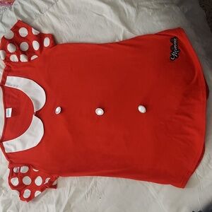 Vintage Disney Mickey & Friends Collection Red White Polka Dot Pull Sleeve Top M